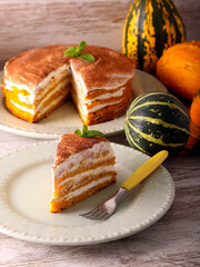 Homemade pumpkin layered cake