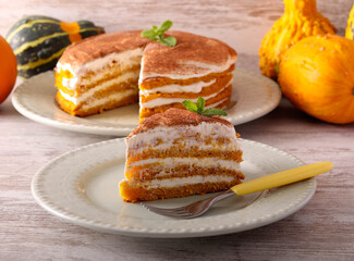 Homemade pumpkin layered cake