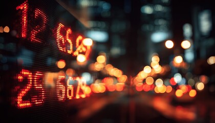 Showcase Stock Market Data Through Blurred City Street Lights. Utilize The Ambiance Of Urban Settings To Highlight Financial Information Effectively.