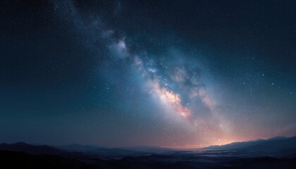 Fototapeta premium Summer Night Sky With Stunning Views Of The Milky Way Galaxy, Filled With Countless Twinkling Stars And Cosmic Wonder.