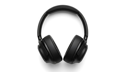 Modern black over ear headphones on a clean white background
