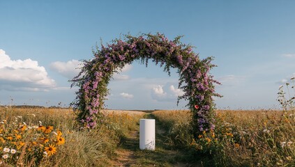 Floral Portal to Another World, A Cylindrical Overture in a Field of Wild Blooms.