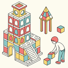 Maison Building Blocks Vector Set