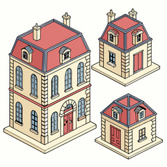 Maison Building Blocks Vector Set