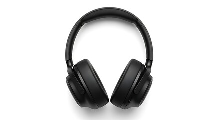 Fototapeta premium Modern black wireless over ear headphones on a white background