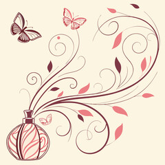 Abstract Perfume Splash Vector Background with Pastel Colors and Swirling Lines, Perfect for Cosmetic Advertisement Banners, Social Media Campaigns, and Website Headers.