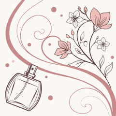 Abstract Perfume Splash Vector Background with Pastel Colors and Swirling Lines, Perfect for Cosmetic Advertisement Banners, Social Media Campaigns, and Website Headers.