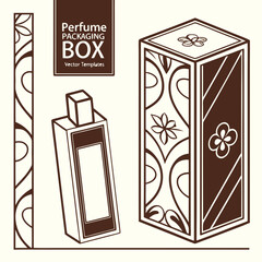Set of Perfume Packaging Box Vector Templates in Various Shapes and Sizes, Customizable for Different Fragrance Types and Branding, Ready for Print and Mockups.