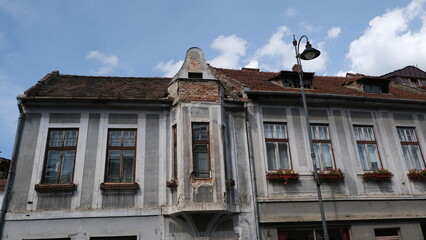 Run-down, dilapidated building in Sibiu, Romania