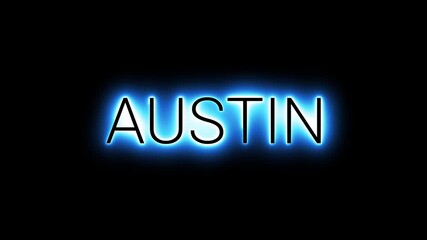 Flickering neon green glowing austin
 text animated on black background - Powered by Adobe