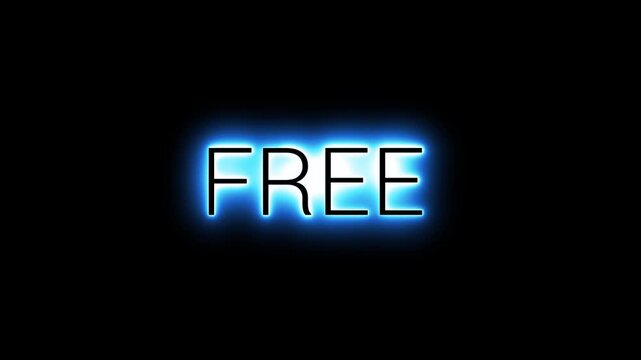 Flickering neon green glowing free
 text animated on black background