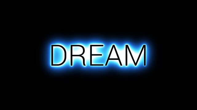 Flickering neon green glowing dream
 text animated on black background - Powered by Adobe