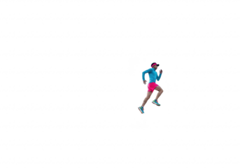 Person running in athletic wear, isolated on transparent background