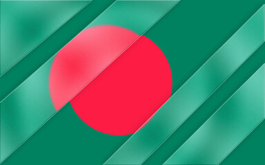 Abstract rendering of the Bangladesh flag features a bold red circle against a deep green backdrop, complemented by geometric stripes creating a sense of layered depth and modern