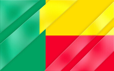 Obraz premium An abstract representation of a flag shows strong geometric lines and the colors of green, yellow, and red to evoke a sense of identity and national pride, designed with a contemporary