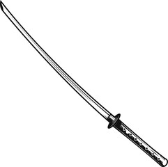 Black and white katana sword illustration