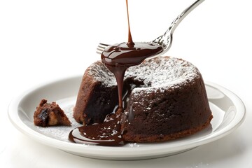 piece of chocolate cake with chocolate