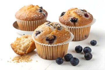 blueberry muffins isolated on white background