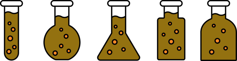 Laboratory flasks with chemical reaction