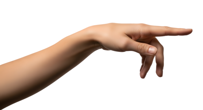 Human hand with fingers bent down isolated on transparent background