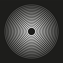 Abstract spiral pattern. Concentric circle design. Black and white texture. Optical motion background.