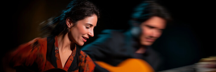 A vibrant scene of skilled guitarists performing, capturing the essence of music, passion, and a shared human experience that transcends words through artistic expression.