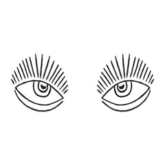 Modern minimalist graphic stylized eyes with sun ray lashes art