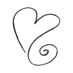 Hand-drawn heart symbol with a delicate spiral tail line art