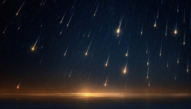 Awe-Inspiring Nighttime Event: Spectacular Meteor Shower Lights Up The Sky With Shooting Stars And Bright Meteorites Reaching Earth.