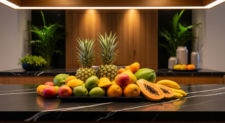 fresh tropical fruits on the table