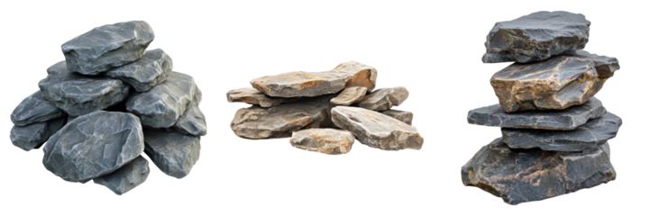 Different rock stacks with varied arrangements, with detailed texture and a simple layout