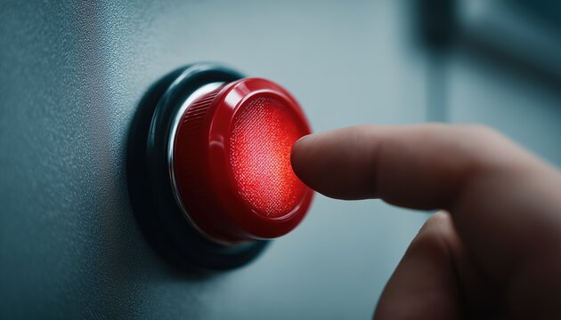 Prevent The Activation Of The Emergency Stop Button By The Worker'S Hand - Big Red Button For Manual Pressing.