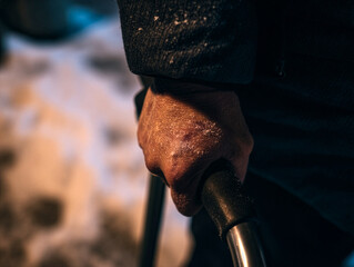 Senior Safety PSA - Man with Cane on Icy Night - Fall Prevention