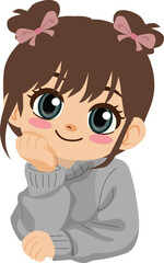 cute girl smiling with little bun hair