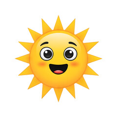 Happy cartoon sun with big eyes isolated on transparent background