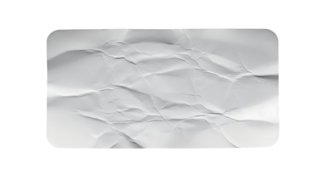 Crumbled white paper texture with soft shadows isolated on transparent background