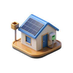 3d render smart home solar roof ev charging