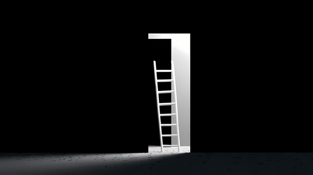 Otherworldly Ascent: A Surreal Journey Through the Ethereal Realm of a Solitary Ladder Against the Enigmatic Backdrop