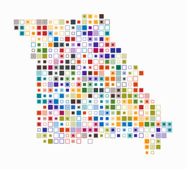 Missouri, shape of the state build of colored cells. Digital style map of the Missouri on white background. Large size square blocks. Modern vector illustration.