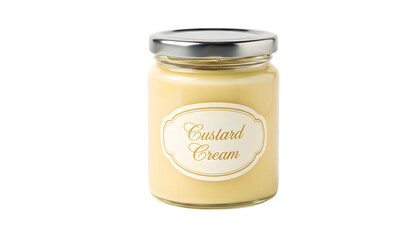 Jar of custard cream isolated on transparent background