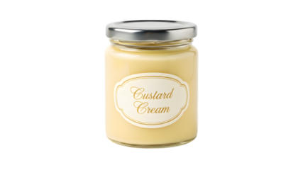 Jar of custard cream isolated on transparent background