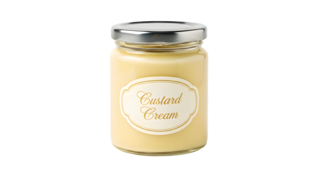 Jar of custard cream isolated on transparent background