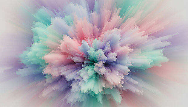 Colorful explosion of pastel powder in a dynamic burst background