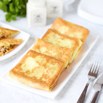 Chicken and Mushroom Crepe Pockets