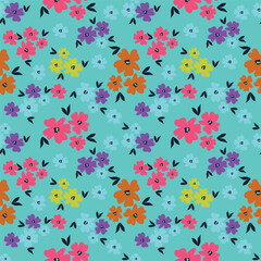 Elegant trendy vector ditsy floral seamless pattern design of beautiful abstract flowers and leaves. Foliage repeat texture background. Suitable for wallpaper, surface printing and textile