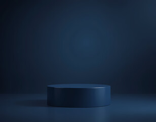 Midnight Blue Minimal Scene with Floating Square Podium