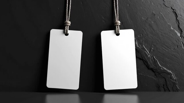 Minimalist design presentation with two empty white tags, a versatile mockup template for product branding and identity