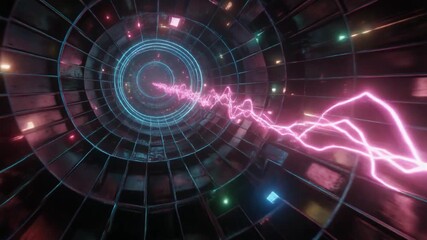 An energy pulse races through a futuristic environment symbolizing speed motion and power representing technological advancement dynamic flow and the relentless drive of innovation and progress - Powered by Adobe