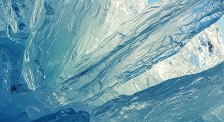 Obraz premium Elongated icy blades displaying vibrant translucency and intricate crystalline geometric