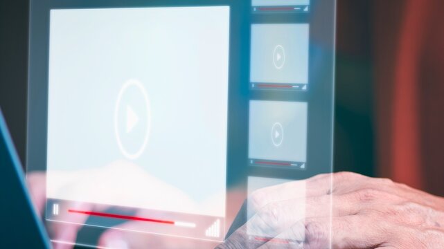 Futuristic holographic interface displaying security shield